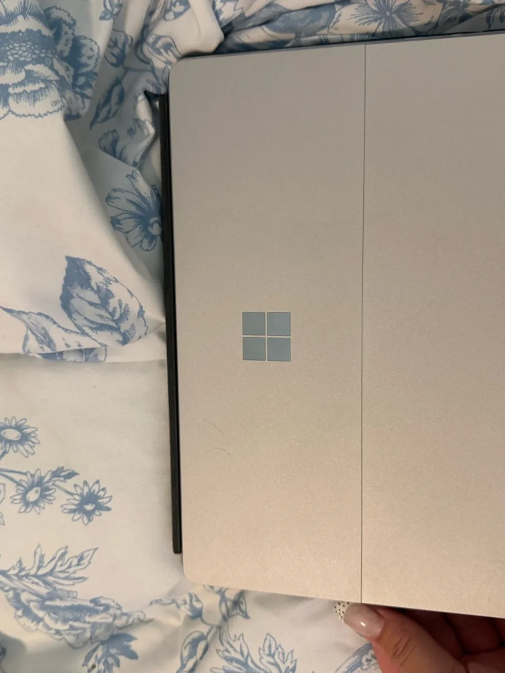 Microsoft Laptop in Metallic Silver with Light Blue Logo